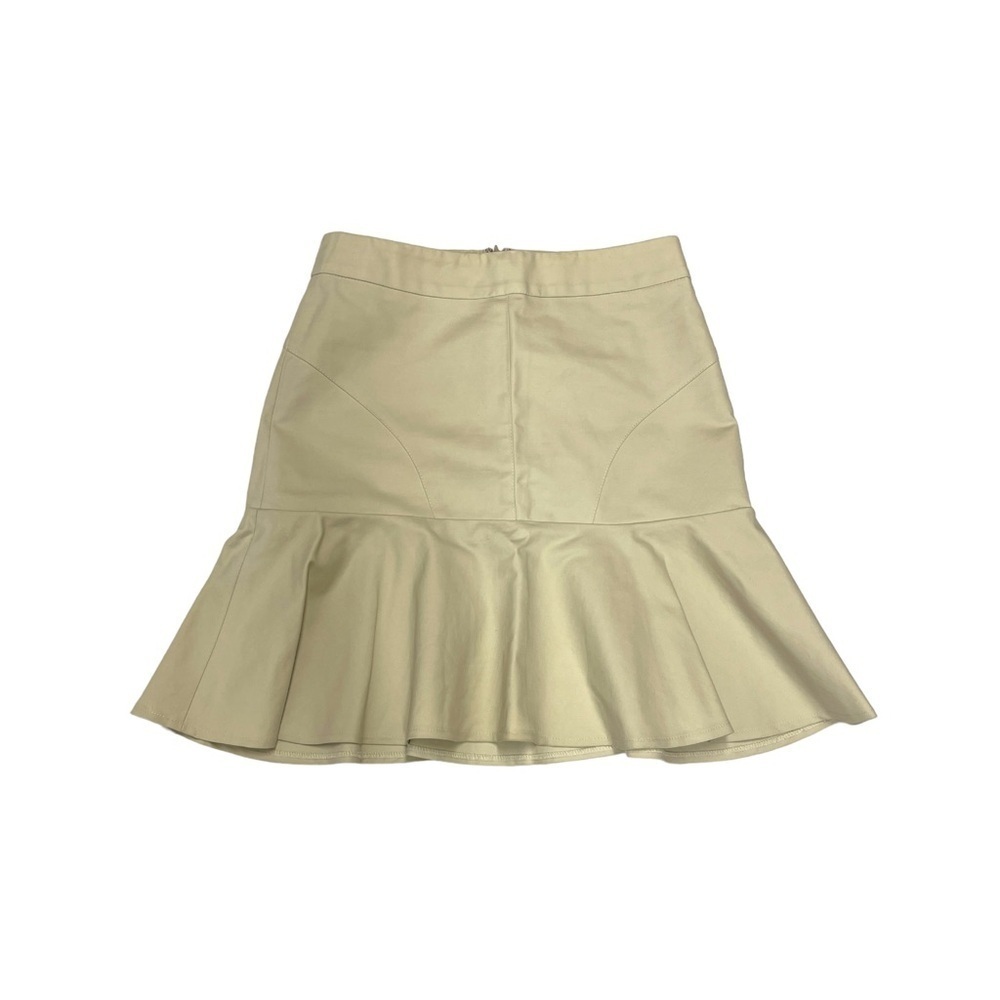 Femme de Carrière pleated mini skirt size 34 W28 tan cream stretch A line